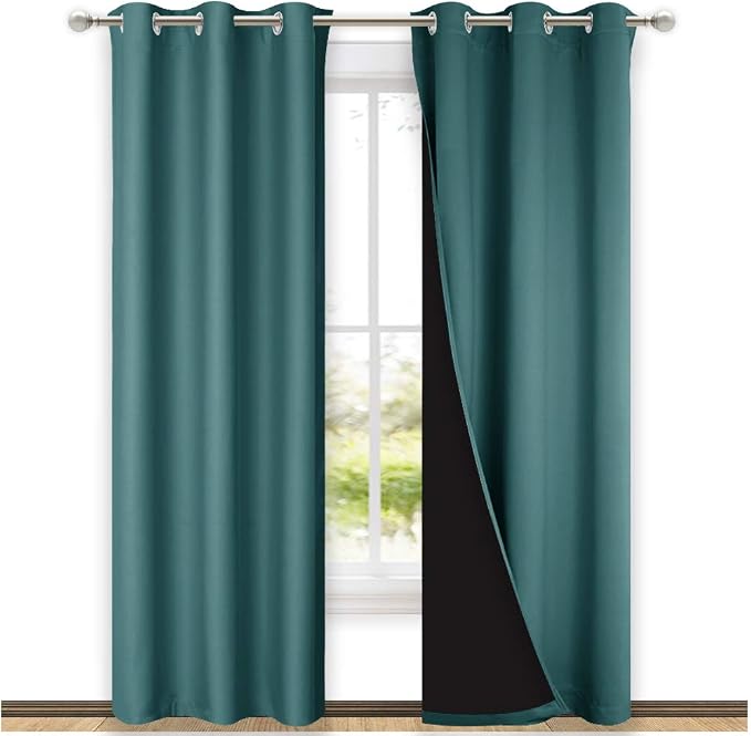 NICETOWN Blackout Curtains 80 inches Long, 2 Pieces, Sea Teal, Full Light by NICETOWN