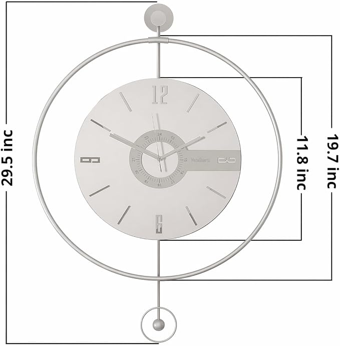 Large Luxury LED Backlit Wall Clock – Pendulum Roman Numeral Metal Ring - Image 6