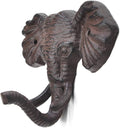 Antiqued Reproduction Cast Iron Elephant Head Single Hook Hanger Animal Shaped by Geenite