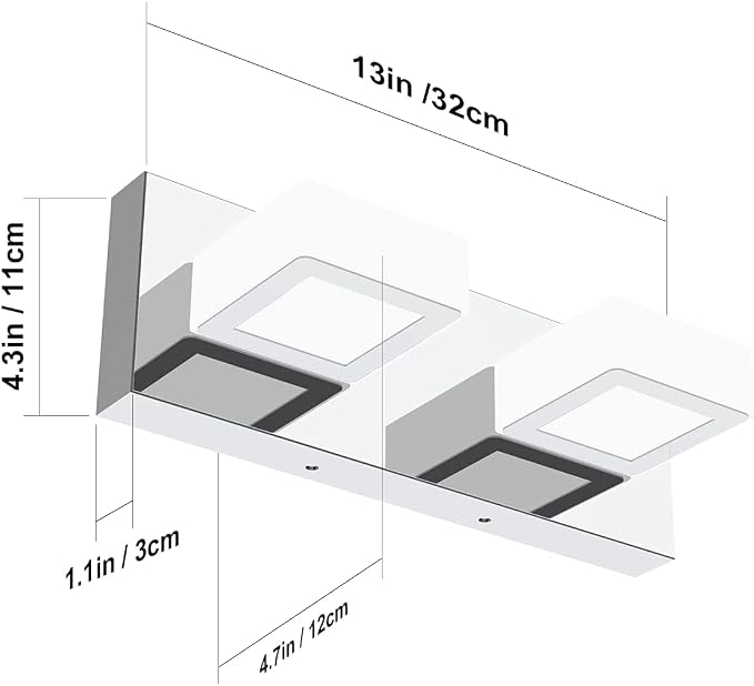 Ralbay Modern Chrome Vanity Light 2 Light Acrylic Stainless Steel Chrome - Image 3