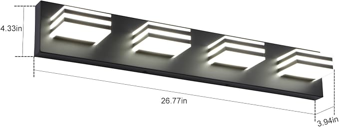 Black Bathroom Light Fixtures 24W Wall Light - Image 4