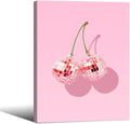Funky Pink Cherry Poster Retro Disco Ball Canvas Wall Art 08x10 inch Framed by Unknown