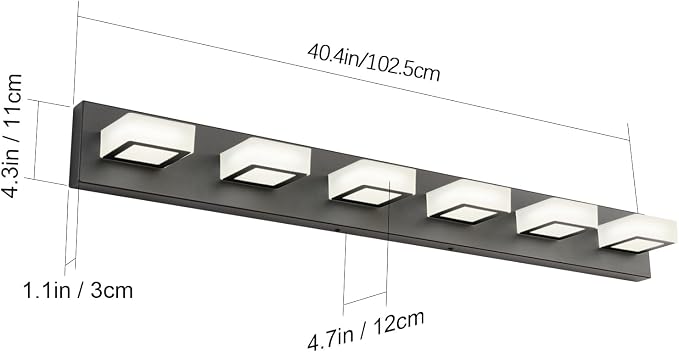Ralbay Modern Matte Black Bathroom Vanity Light Fixtures 6 Lights Acrylic - Image 2