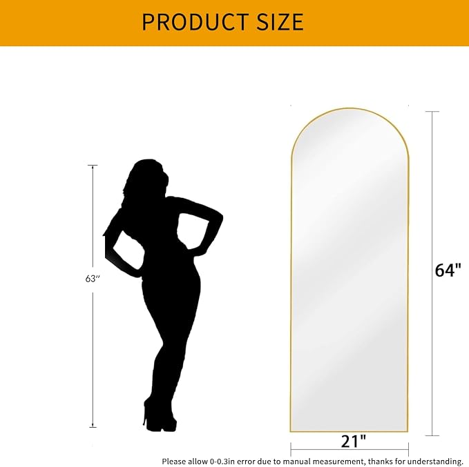 Dewfig Arched Full Length Mirror, Full Body Mirrors - Image 5