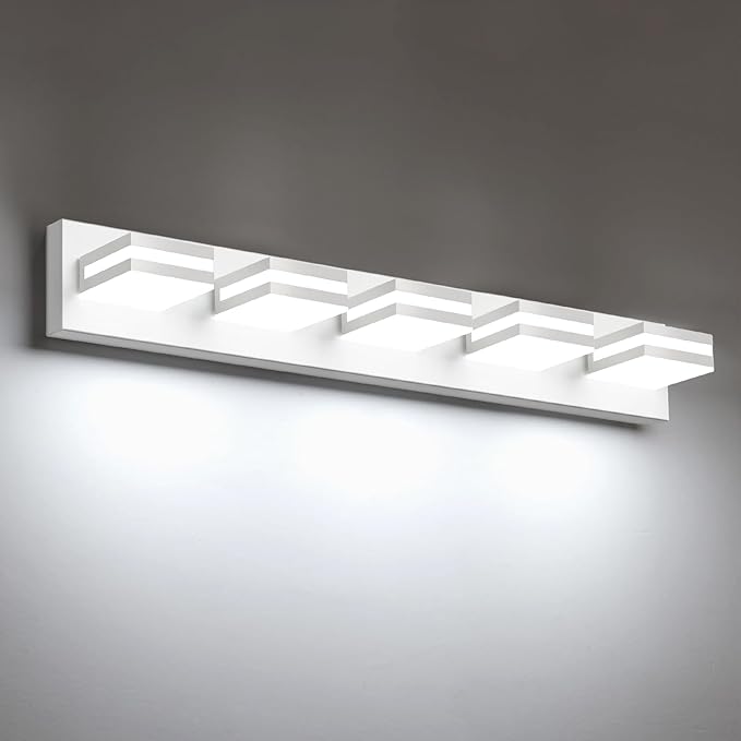 IZORRO LED Modern Bathroom Lights Fixtures, Matte White Acrylic Wall Lighting by IZORRO