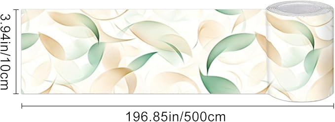 HOMETITUTE Wallpaper Border Peel and Stick Wall Border Green Leaf Watercolor - Image 3