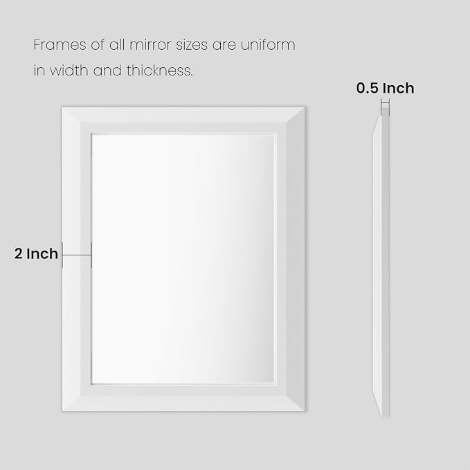 Amorho Bathroom Mirror, 50X30 Inch White Thick Metal Framed Wall Mirrors - Image 7