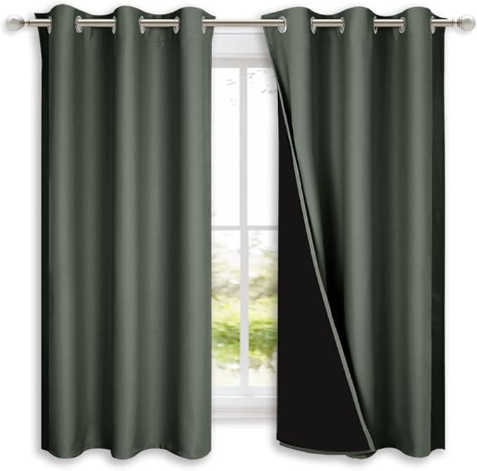 NICETOWN Dark Mallard 100% Blackout Lined Curtains, 2 Thick Layers Completely by NICETOWN