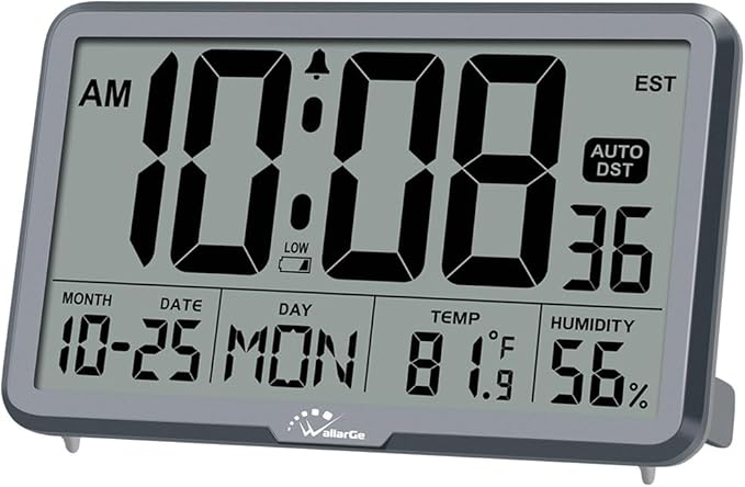 WallarGe Auto Set Digital Wall Clock Battery Operated, Desk Clocks by WallarGe