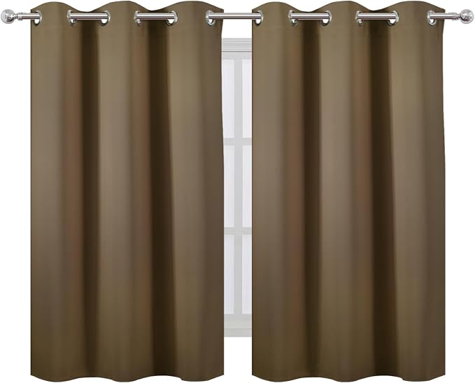 LEMOMO Brown Blackout Curtains 42 x 54 Inch Length Set of 2 Panels Grommet - Image 2