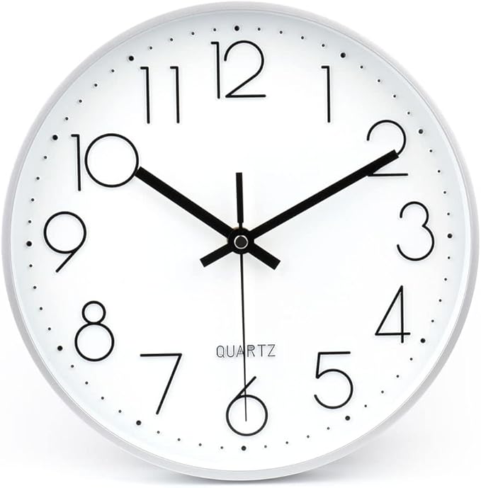 jomparis 10 Inch Silver Wall Clock Battery Operated Silent & Non-Ticking Wall by JOMPARIS