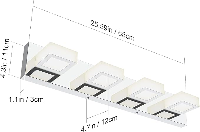 Ralbay Chrome Vanity Lights for Bathroom Adjustable Acrylic Chrome Modern LED - Image 6