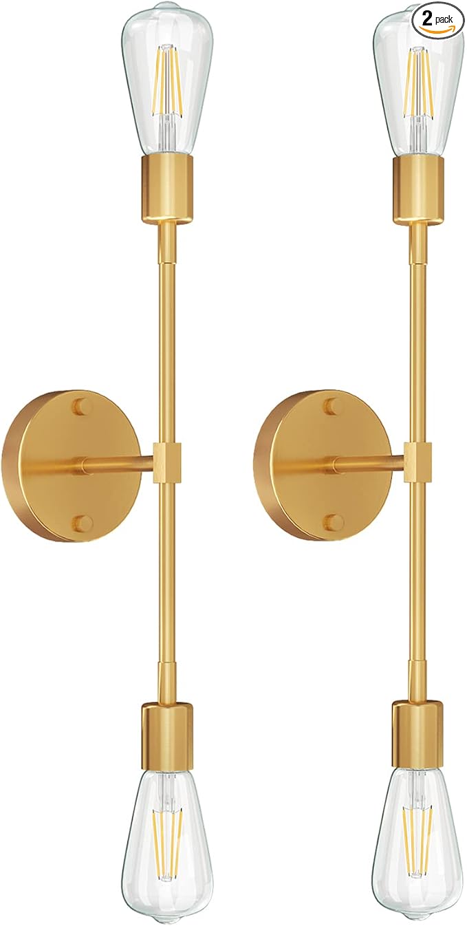 FadimiKoo 2-Light Golden Bathroom Wall Sconces Lighting, Modern Vanity Light by FadimiKoo