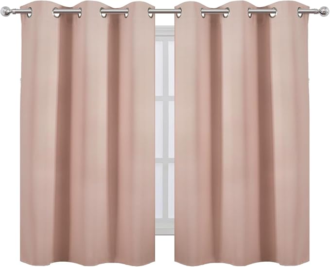 LEMOMO Blush Blackout Curtains/38 x 54 Inch/Set of Two Panels Grommet Living - Image 2