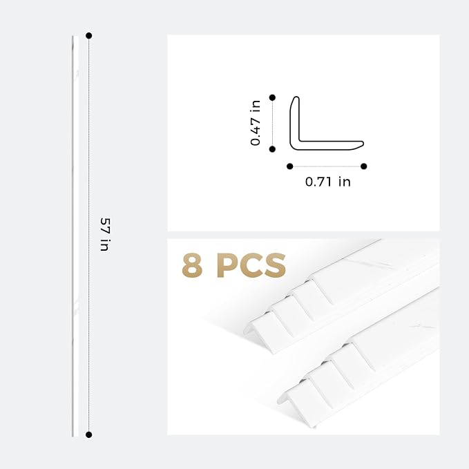 OUZUGIE 8-Pack 57 Inches, WPC Slat Wall Panel Trim, Corner Guard - Image 3