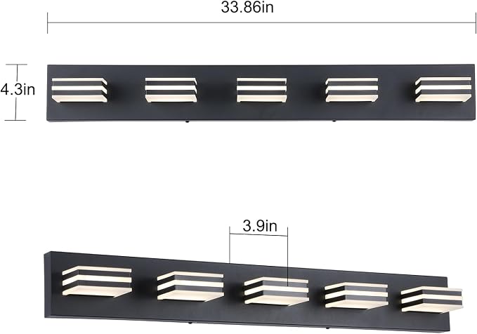 LED Wall Black Vanity Lights for Bathroom Light Fixtures 30W Adjust 3 Colors - Image 5
