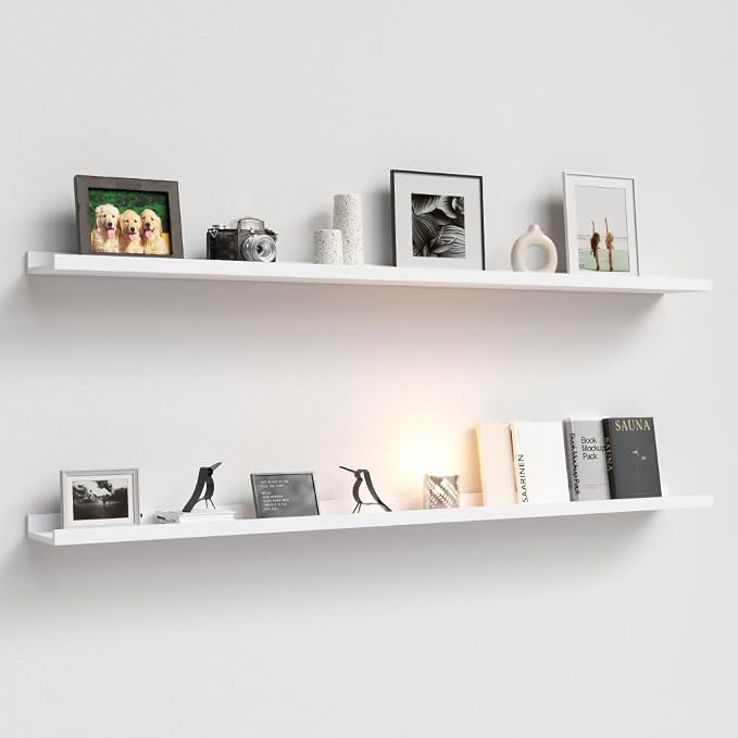 Boswillon 55.1 Inches Long Floating Shelves, 2 Set Rustic Wall Shelf by Boswillon