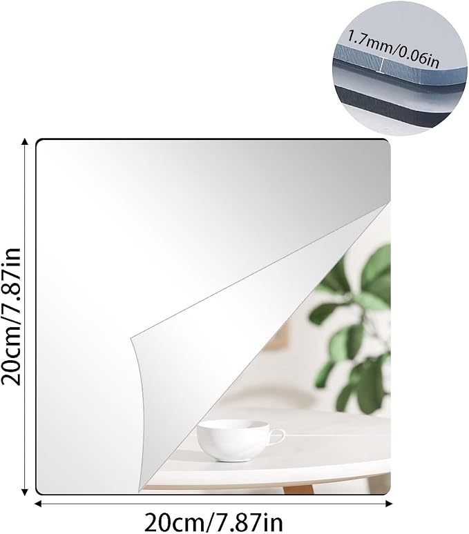 6Pcs Acrylic Mirror Tiles, Self-Adhesive Mirror Stickers, Square Mirror Trays - Image 2