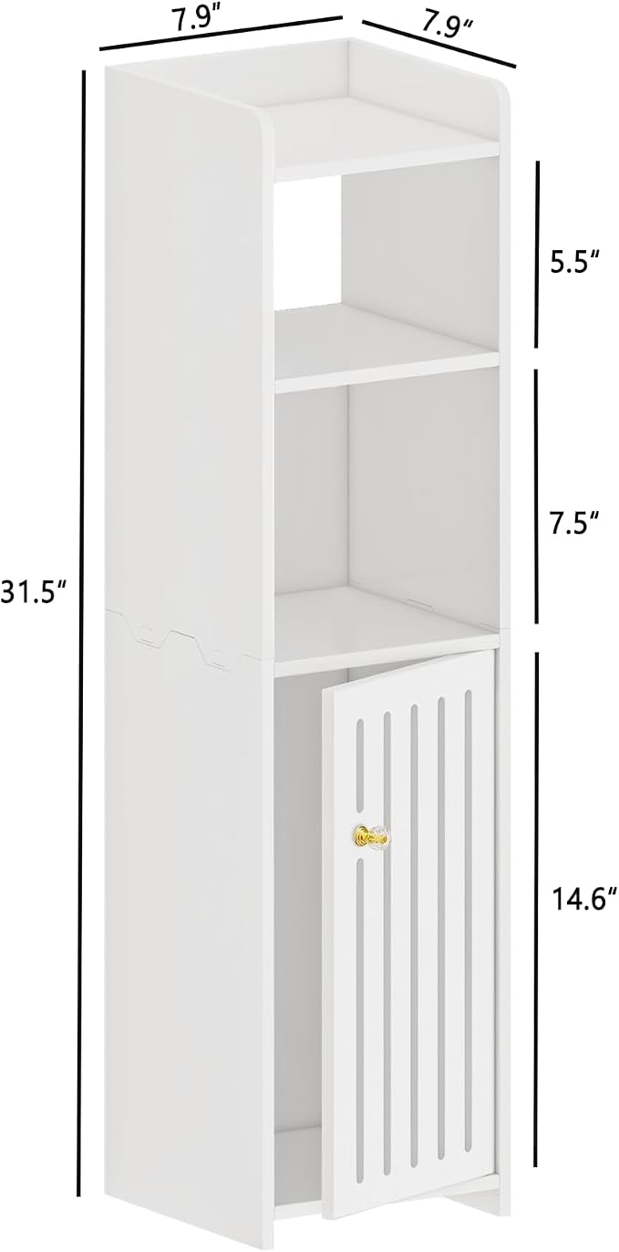 Narrow Bathroom Storage Cabinet, 4-Tier Slim Bathroom Organizers - Image 3