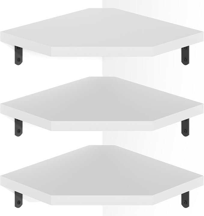 Alsonerbay Corner Wall Shelf Set of 3 Corner Shelf Wall Mount, Solid Wood by Alsonerbay