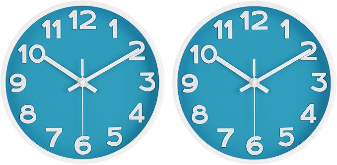 HIPPIH Wall Clock 2 Pack, 10 Inch Modern Wall Clocks Battery Operated, Non by HIPPIH