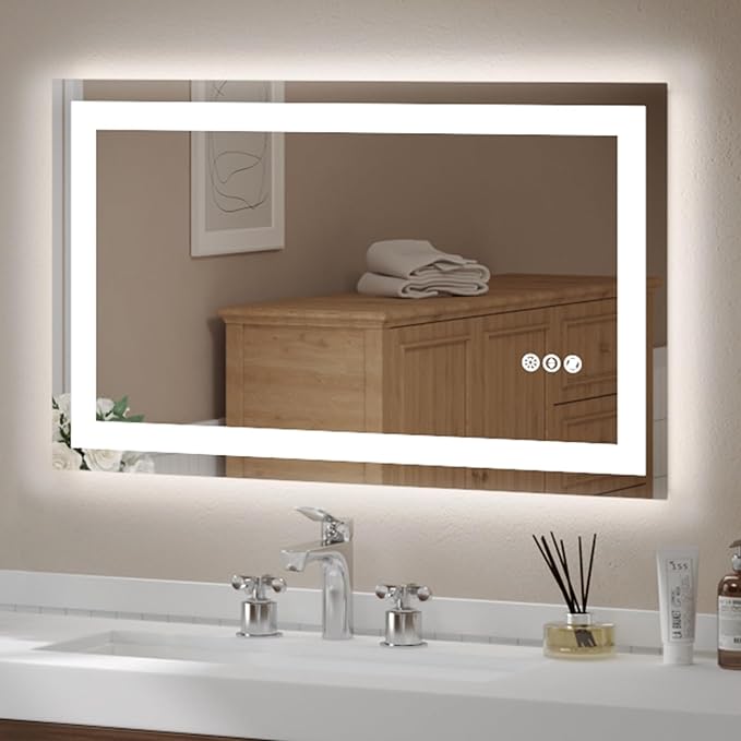 USHOWER LED Bathroom Mirror 40x24 Inch Tempered Glass by USHOWER