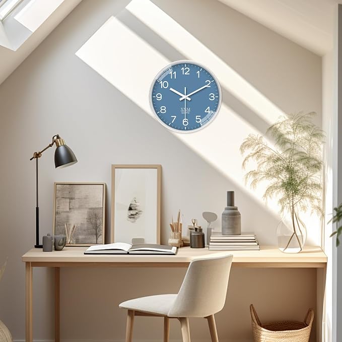 XNM Blue Minimalist Wall Clocks Battery Operated 8 Inch Classic Analog Clock - Image 5