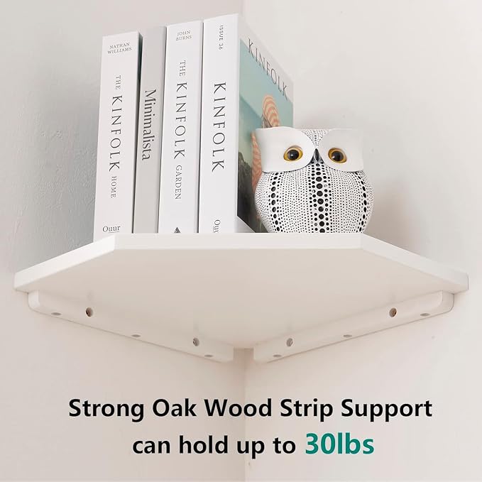 Corner Wall Shelves, Corner Floating Shelves Set of 2 Solid Oak Wood Display - Image 6