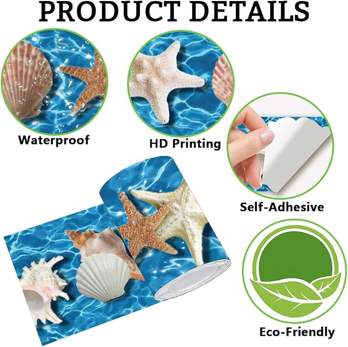 Beach Wallpaper Border Wall Border Trim Peel and Stick 19.7 x 4 Inch Ocean - Image 6