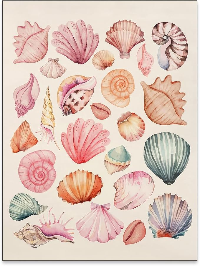 Pink Seashell Posters Coastal Cowgirl Canvas Wall Art Trendy Beach Starfish by Unknown