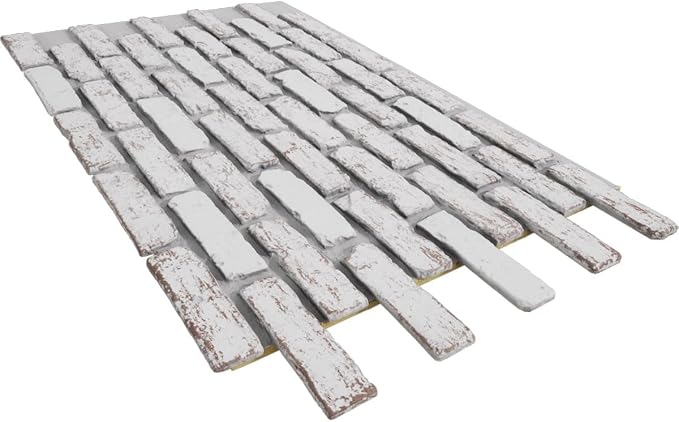 EverStone Aged Brick Faux Brick Panel, 46 7/8"W x 27"H x 1 1/4"D, Rustic White - Image 6
