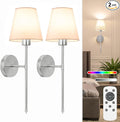 NIORSUN 19.9 inch Battery Operated Wall Sconce Set of 2, Brushed Nickel by NIORSUN