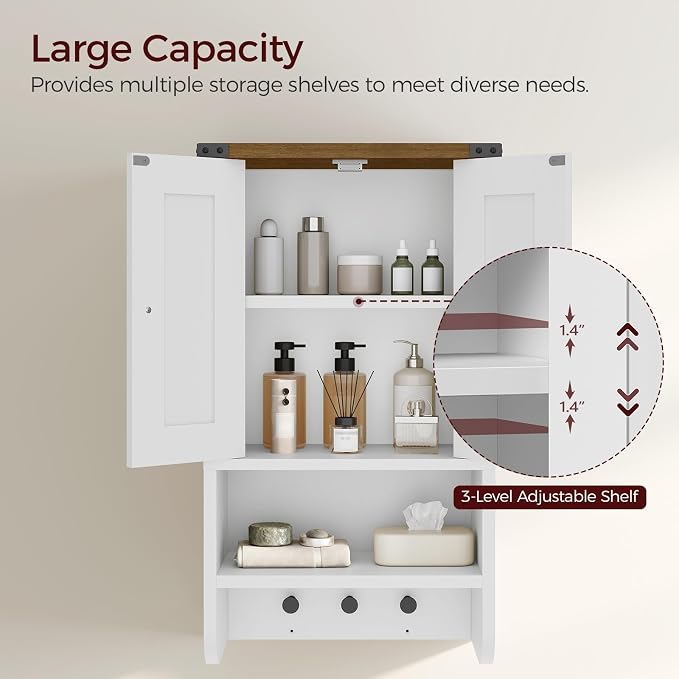 MAHANCRIS Bathroom Wall Cabinet, Farmhouse Medicine Cabinet - Image 4