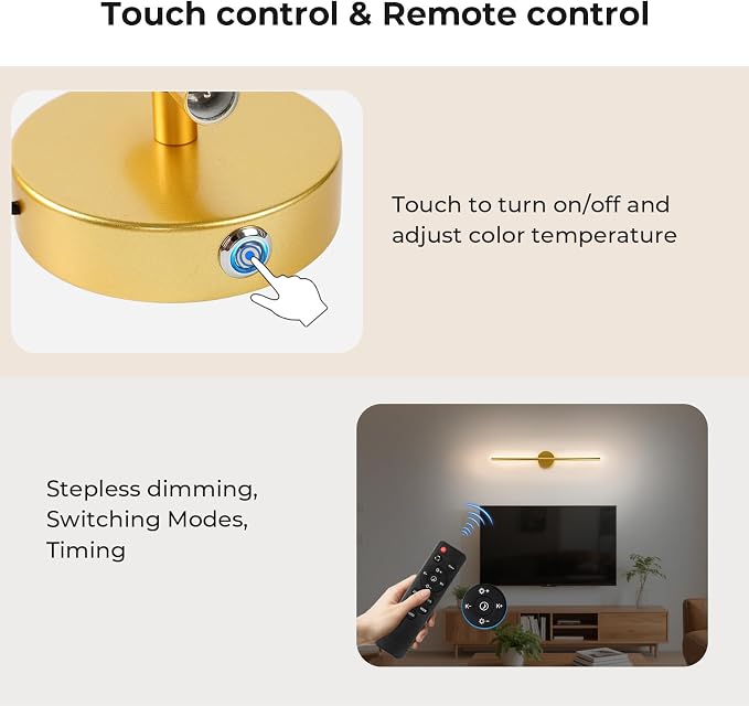 GvvooHome Battery Operated Wall Sconces Set of 2, 10000mAh Wireless - Image 6