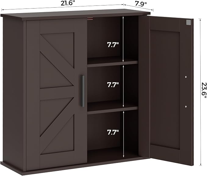 Homleke Bathroom Wall Cabinet, Over Toilet Storage Cabinet - Image 3