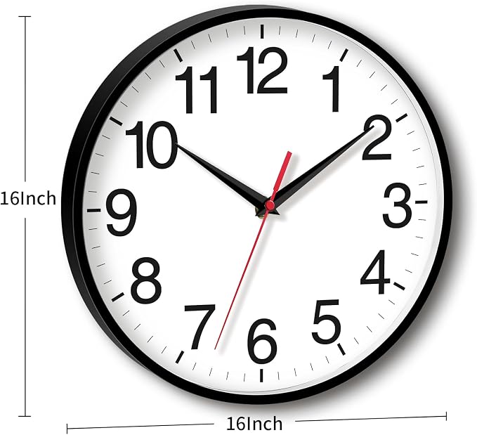 Rohioue 16 Inch Wall Clock Modern Battery Operated Silent Non Ticking Large - Image 3