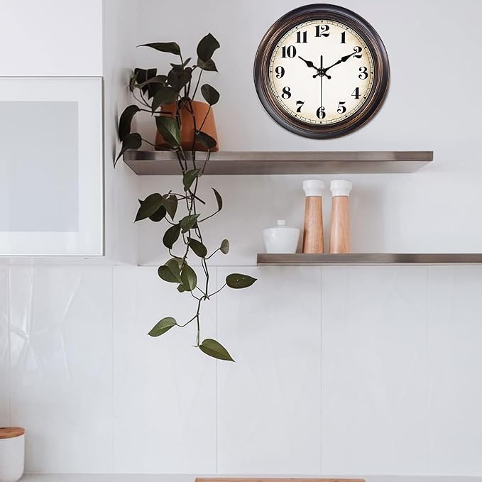 Yoiolclc Vintage Wall Clock 8 Inch Retro Silent Small Wall Clocks Battery - Image 3