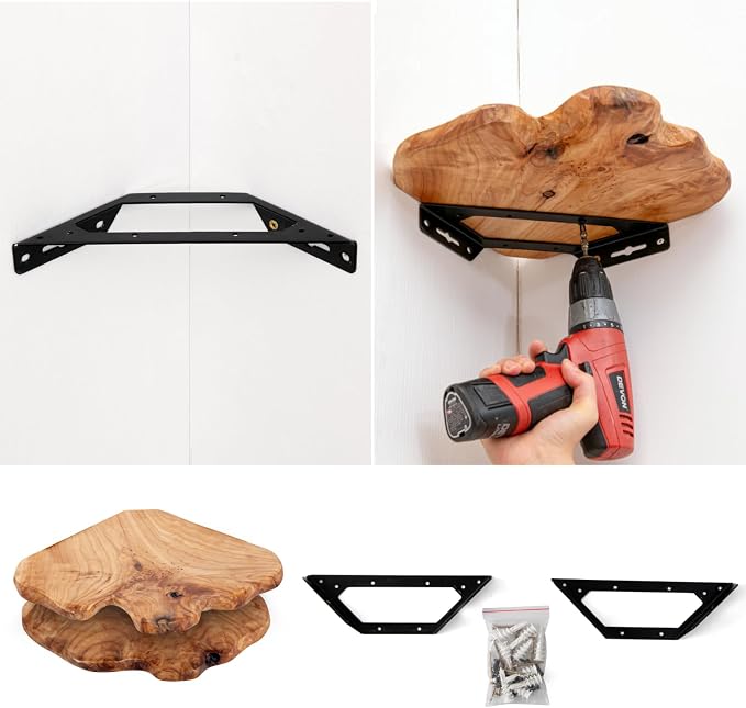 WELLAND Floating Corner Shelf Set of 2 Wall Mounted, 10.86 x 11.5 Inches - Image 9