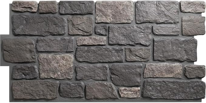 EverStone Cobblestone Faux Stone Panel, Charcoal Color by EkenaMillwork