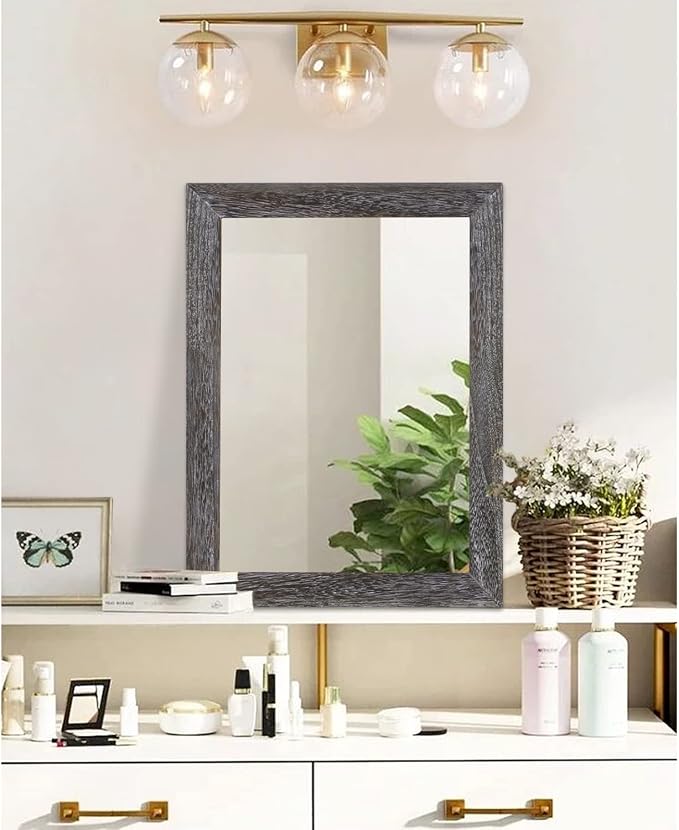 AAZZKANG Wall Mirror with Rectangle Wood Frame Large 20"x16" Rustic Decorative - Image 4