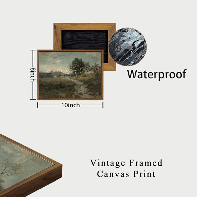 OIQArtOIQ Framed Vintage Landscape Wall Art French Country Cottage Natural - Image 5