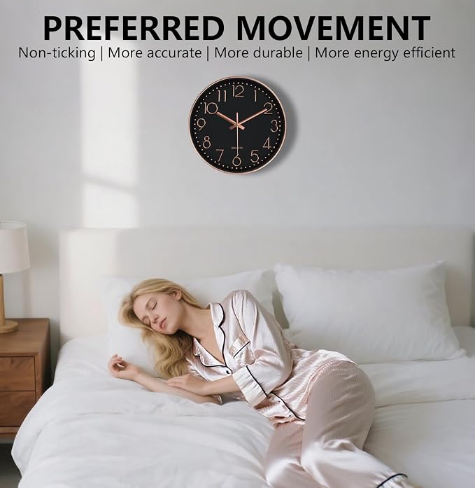 Wall Clock, Silent Wall Clocks Battery Operated 10 Inch- Modern Non Ticking - Image 4