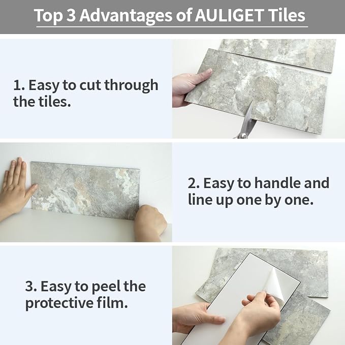 AULIGET 6" x 12" Peel and Stick Backsplash Wall Tiles - Image 7
