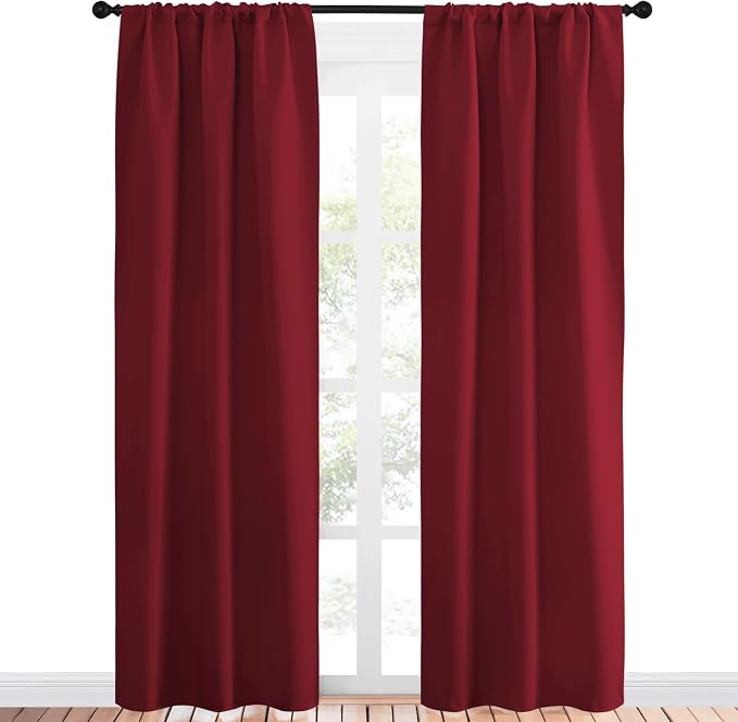 NICETOWN Christmas Burgundy Curtains Blackout Drape Panels - Image 2