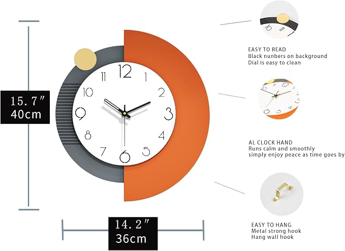 FLEBLE Modern Wall Clocks for Living Room Decor Large Decorative Wall Clock - Image 5