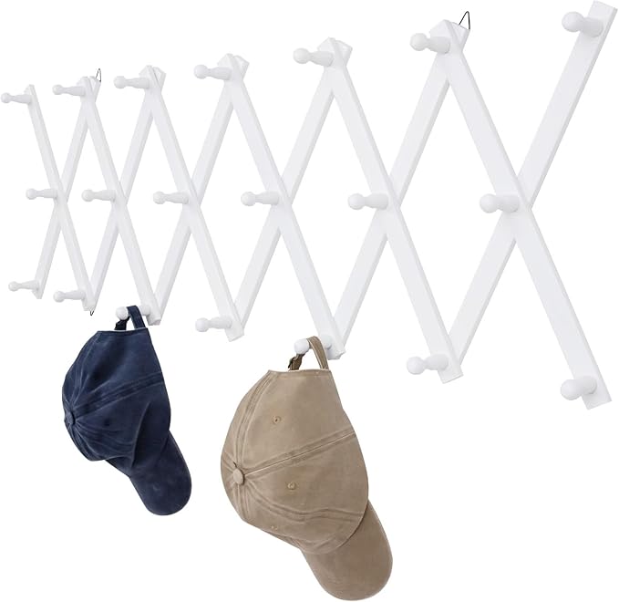 SCUNDA Wall Rack with 20 Hooks, Wooden Wall Expandable Coat Rack by SCUNDAHOME
