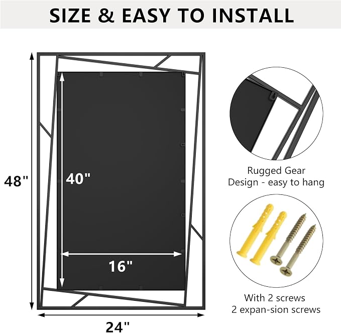 Rectangular Wall Mirror, Hang Horizontally or Vertically - Image 2