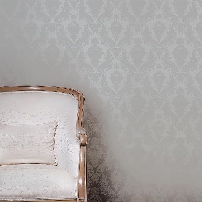 Tempaper Textured Metallic Silver Damsel Removable Peel and Stick Damask - Image 8