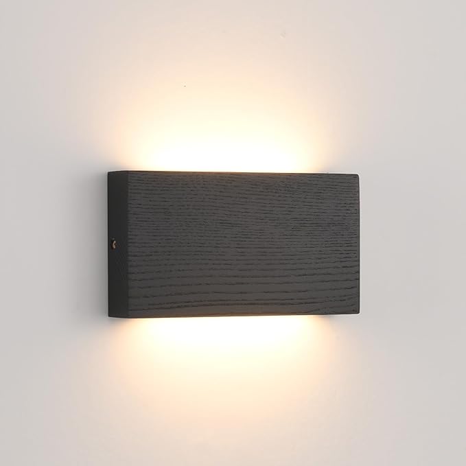 Black Wood wall sconces Lights Indoor by QJCMUUYI