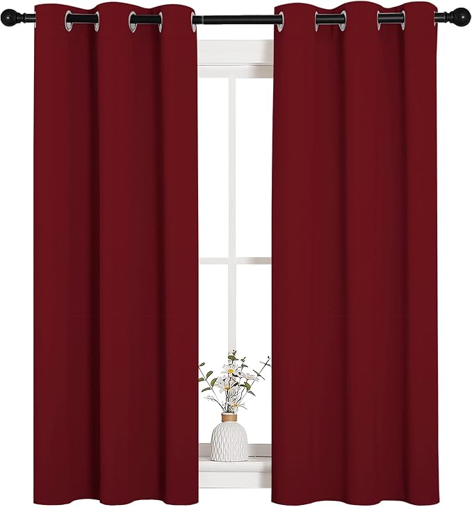 NICETOWN Christmas Burgundy Bedroom Curtains Blackout Draperies, Decorations by NICETOWN